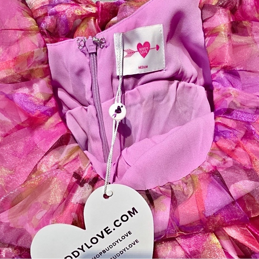 NWT BUDDY LOVE Hollis Puff sleeve mini dress Sz M in off to paradise color - Picture 8 of 10